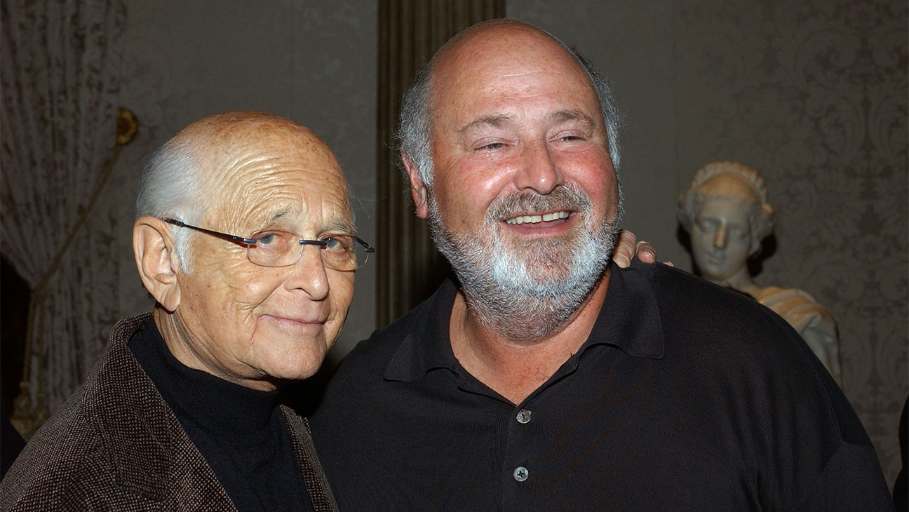 Producer Norman Lear (L) and director Rob Reiner (R) pose at the launch party for Arianna Huffington's new book "Fanatics and Fools : The Game Plan For Winning Back America" on April 7, 2004 at a private residence in Beverly Hills, California.