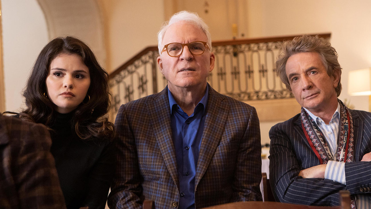 Selena Gomez, Steve Martin and Martin Short in Only Murders In The Building.